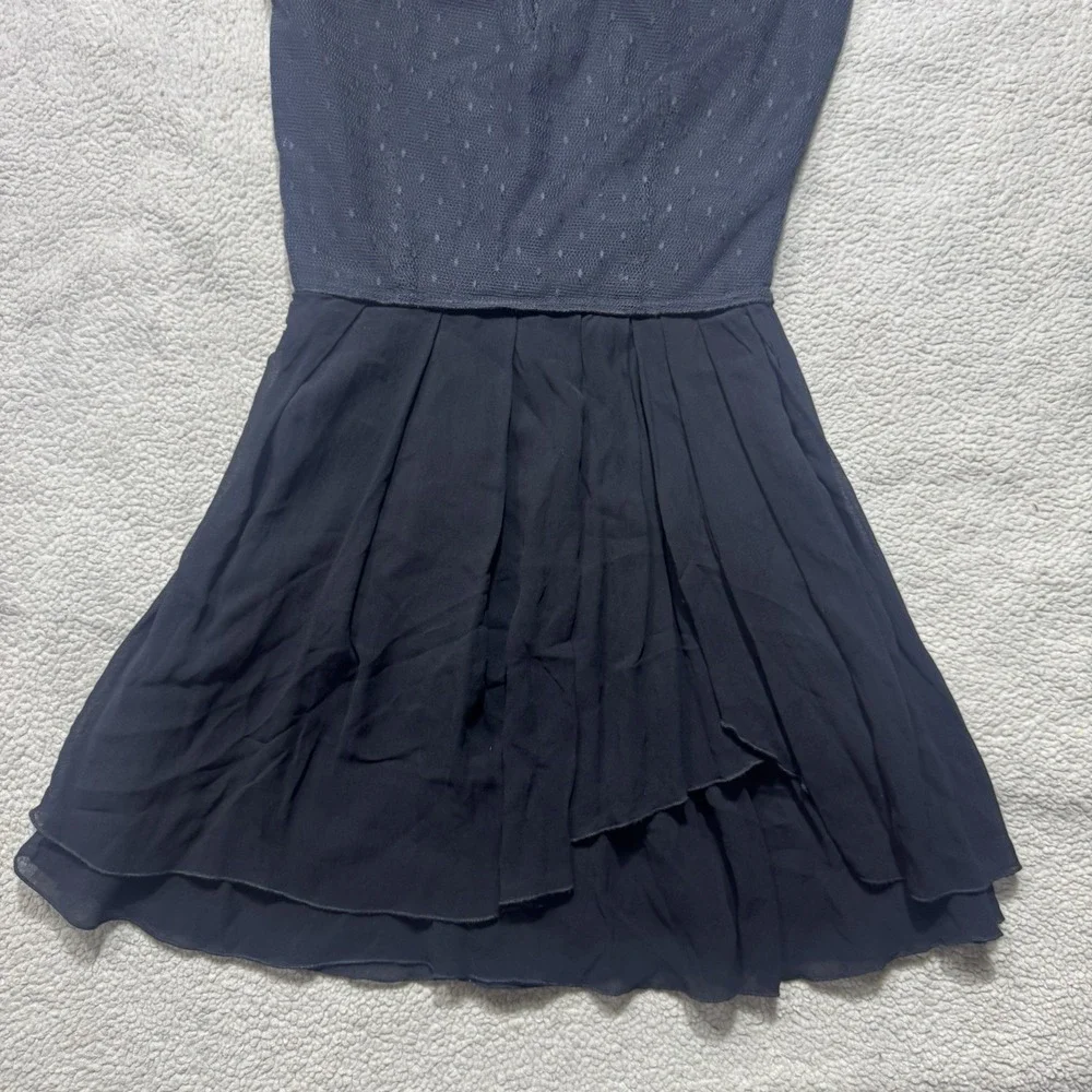 Maje Dress Womens 1 Elphage Mesh Silk Crepe Lace Tulle Dot Black Sleeveless Mini